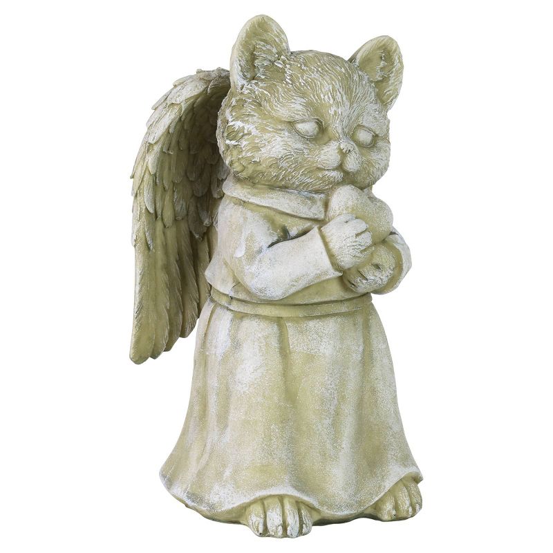 10.43" Resin Cat Angel Garden Statue Gray - Exhart