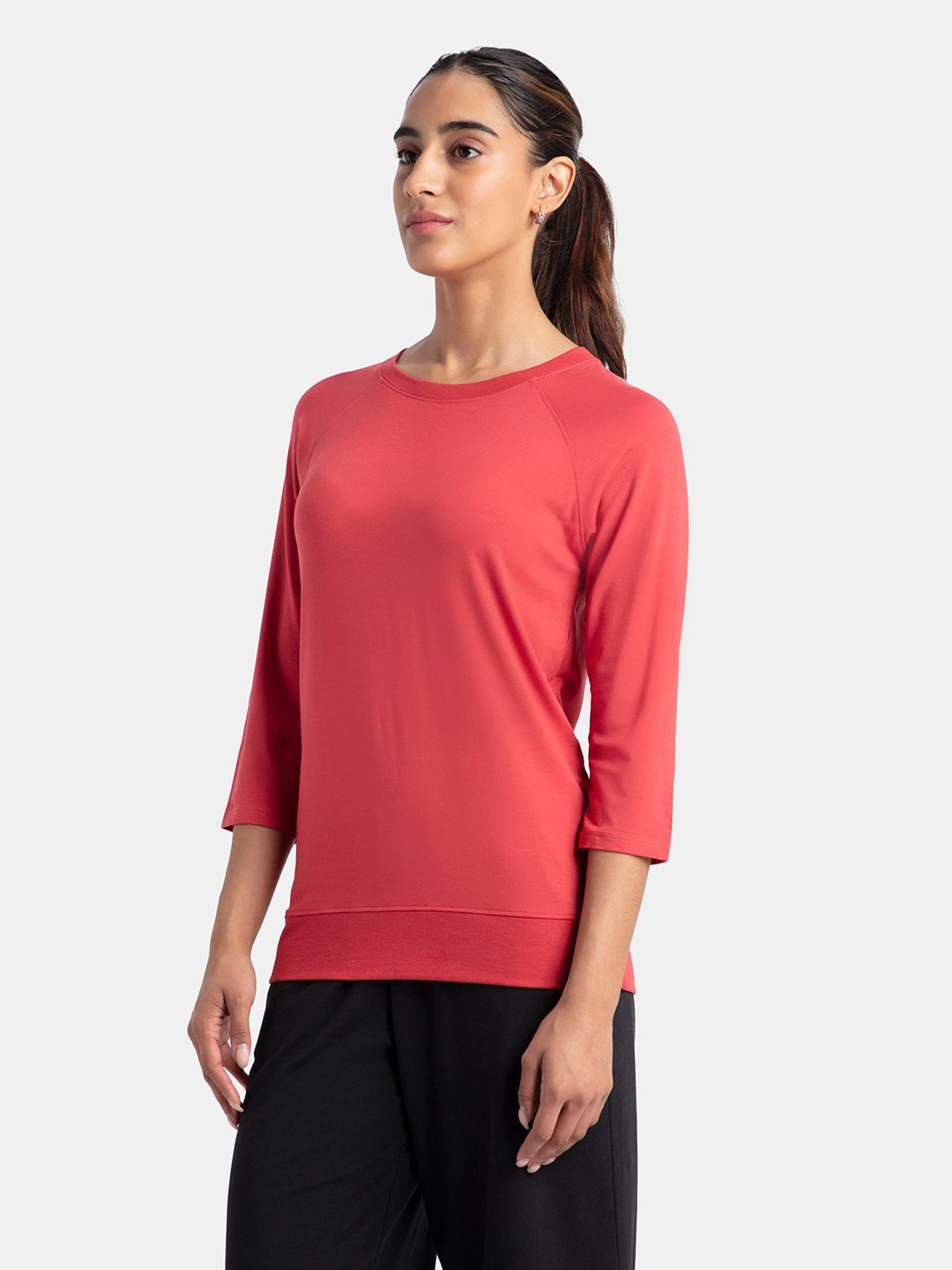 Jockey AW14 Women's Super Combed Cotton Viscose Regular Fit Solid Three Quarter Sleeve T-Shirt