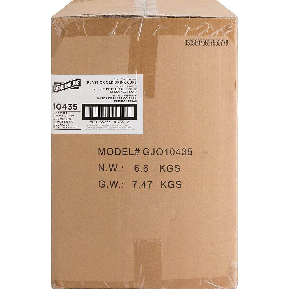 Genuine Joe Plastic Cup 12 oz 1000/CT Translucent 10435