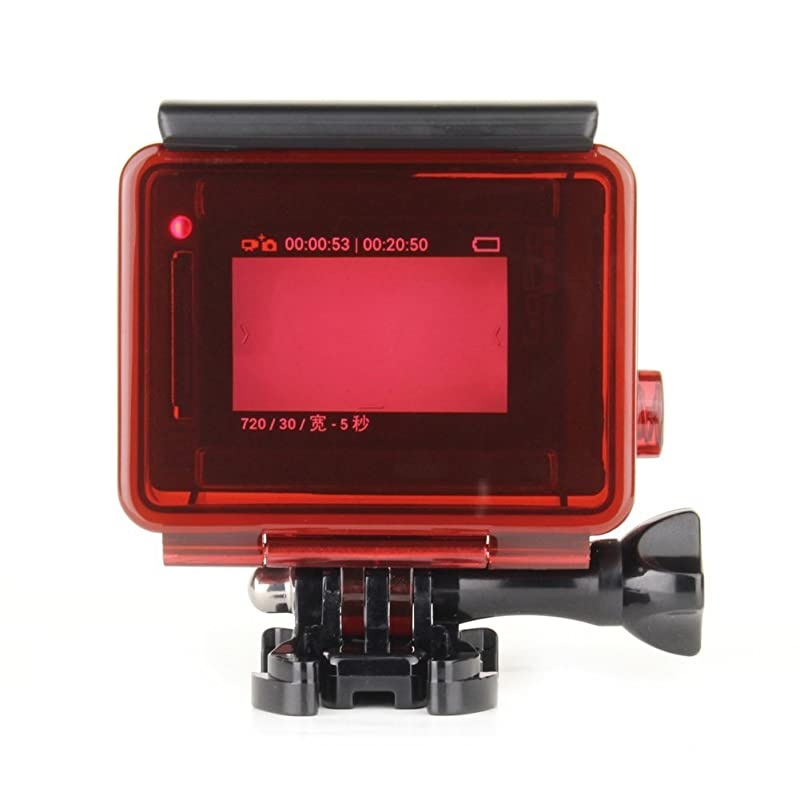Standard Protective Waterproof Dive Housing Case for GoPro Hero 4, 3+, 3, Hero3, Hero4 Black Silver Camera - Up to 40 Meters (131 feet) Underwater -Transparent Red