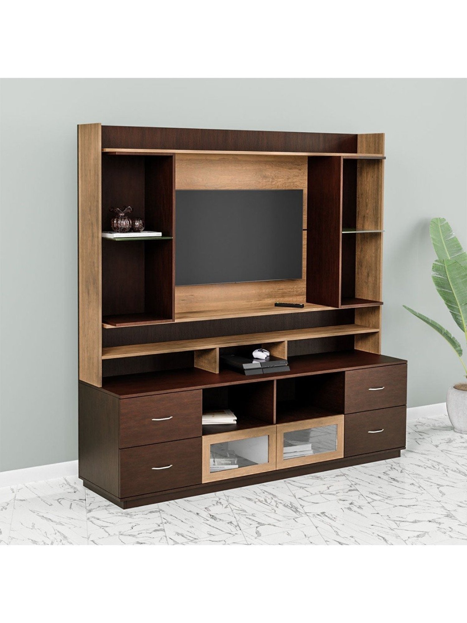 Nilkamal Cora White Engineered Wood TV Entertainment Unit with 2 Shelves