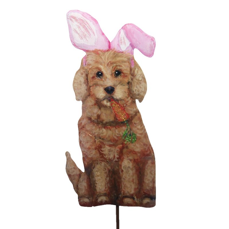 Home & Garden 31.5" Easter Golden Doodle Bunny Carrot Round Top Collection  -  Decorative Garden Stakes