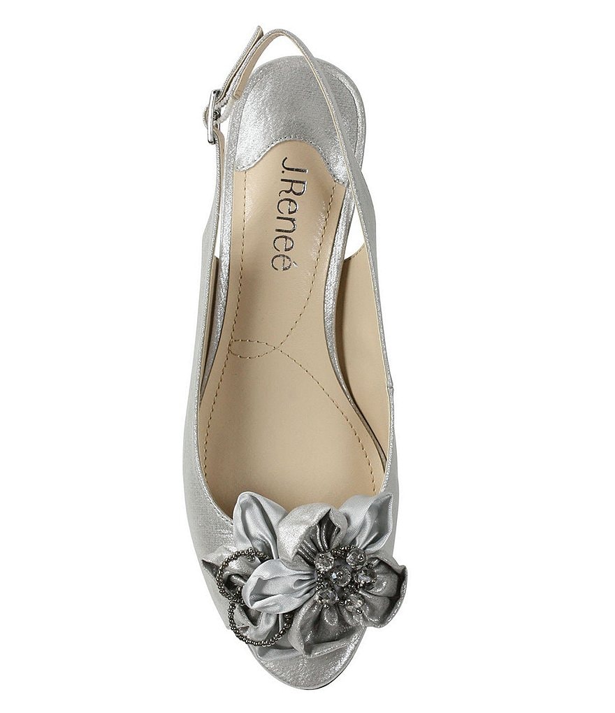 J. Renee Leonelle Embellished Bow Slingback Peep Toe Pumps