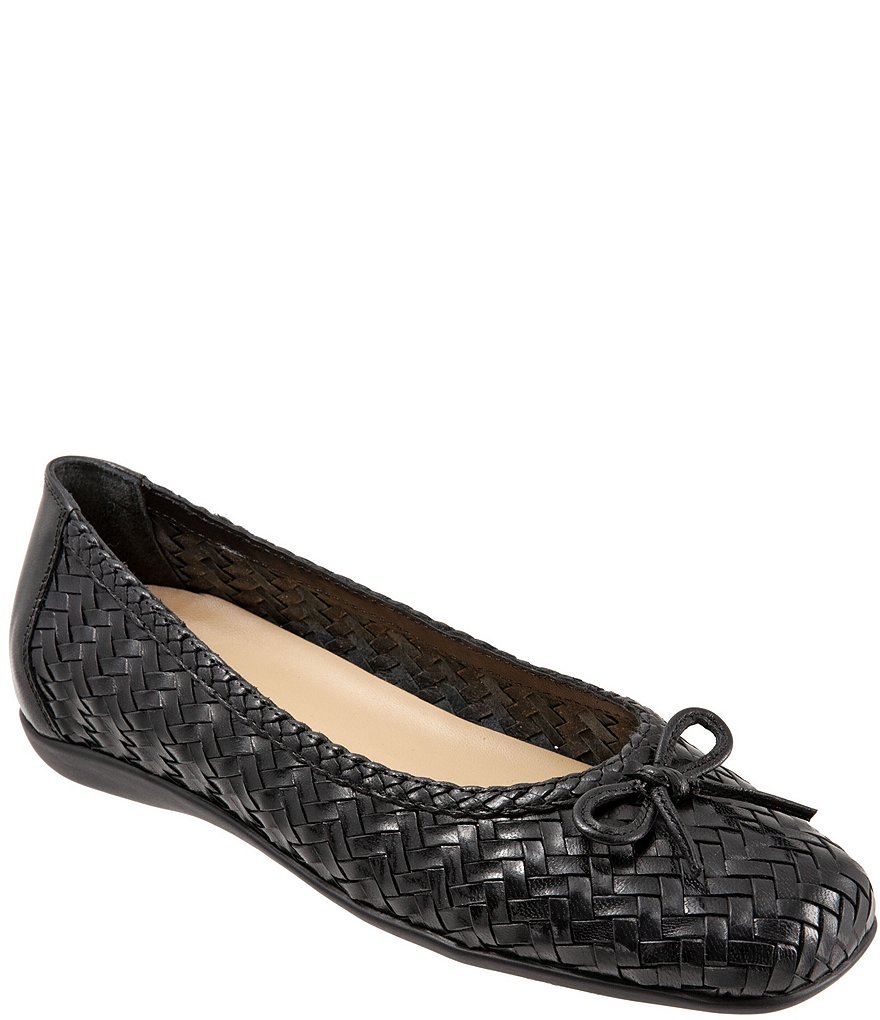 Trotters Gillian Woven Leather Bow Detail Ballet Flats