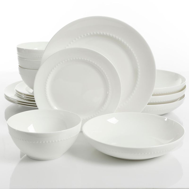 Vremi 16 Piece Multicolor Porcelain Dinnerware Set with 4 Dinner Plates, 4 Dessert Plates, 4 Salad/Soup Bowls, & 4 Coffee/Tea Mugs