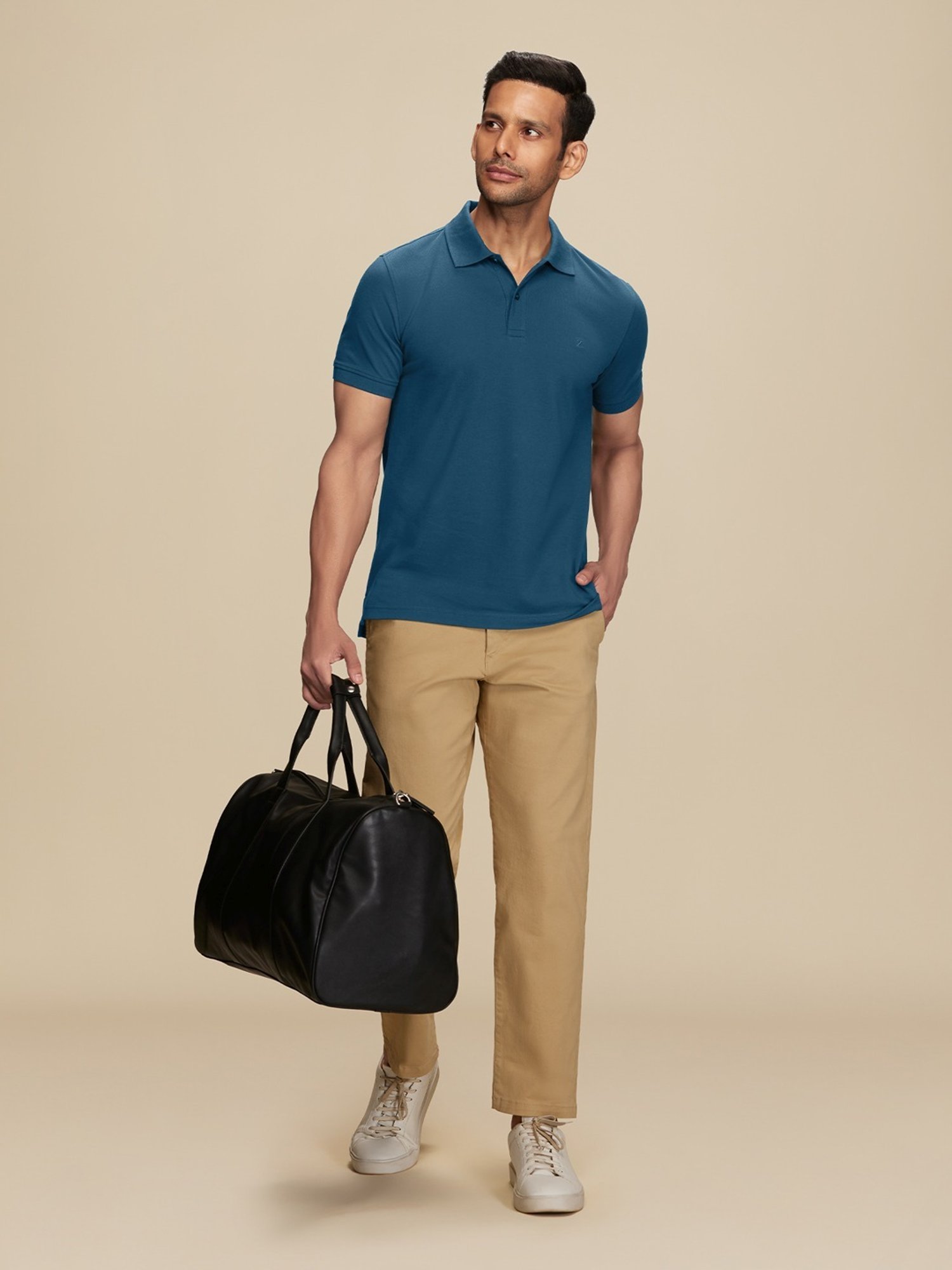 XYXX Isle Blue Cotton Regular Fit Polo T-Shirts