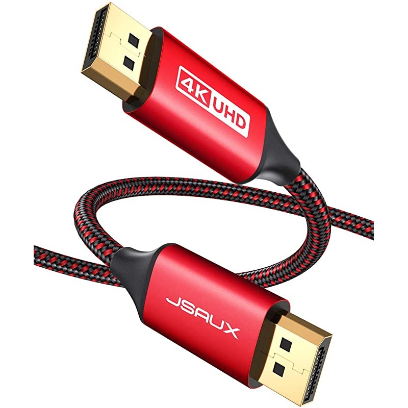 DisplayPort Cable 10FT 4K60Hz  Nylon Braided DP to DP Cord Ultra High Speed for HDTV Graphics Card Projector DP to DP Wire 2K144Hz for Laptop PC TV etc Gaming Monitor Cable Red