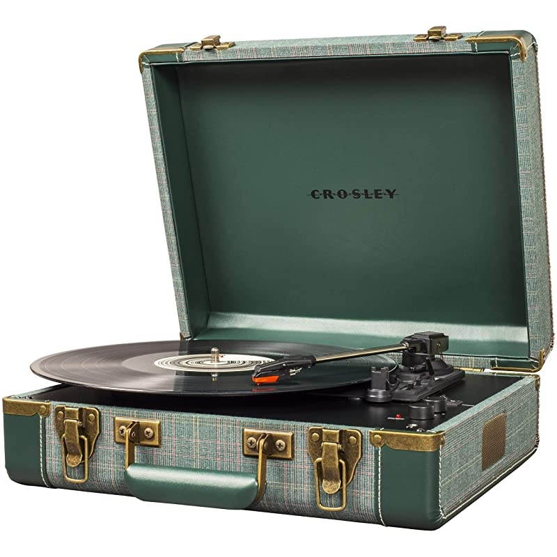 Executive Vintage Bluetooth 3Speed Portable Suitcase Turntable with USB Pine