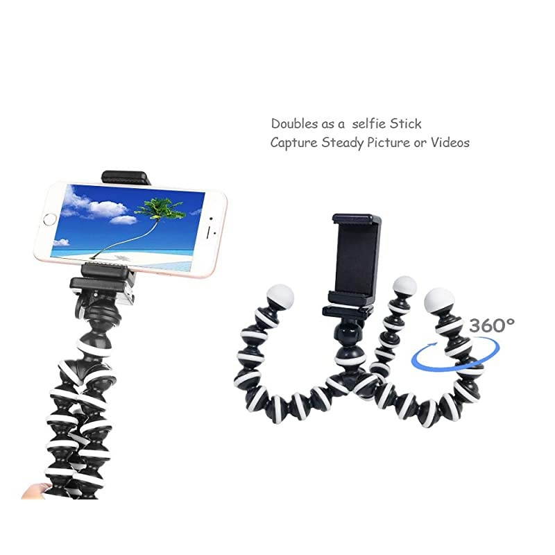 Portable Flexible Cell Phone Octopus Tripod Phone Holder Selfie Tripod with Wireless Bluetooth Remote ShutterExtendable Mount Holder for Universal Cell PhoneSmall Camera Medium