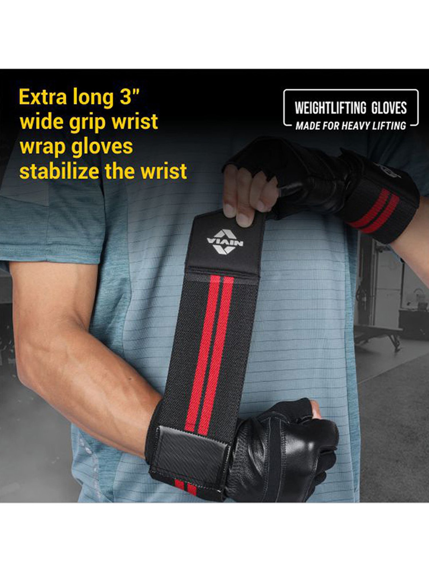 Protoner Gym Gloves with Padded Palm and Wrist Support (Black)