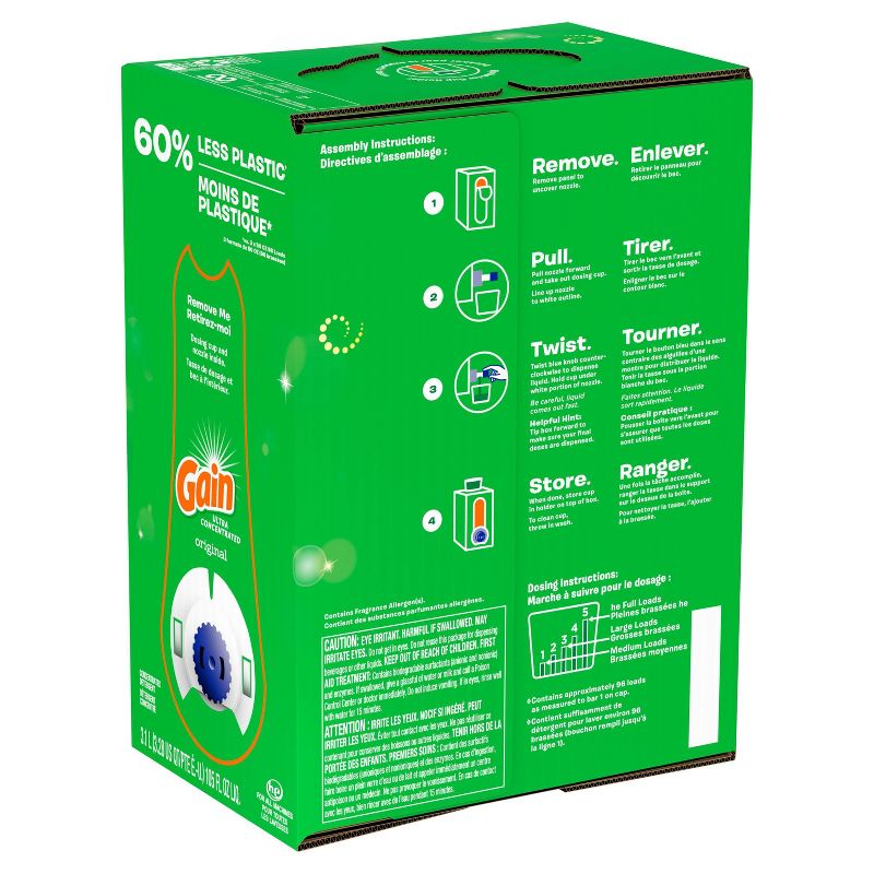 Gain Original Scent Liquid Laundry Detergent Eco-Box HE Compatible - 105 fl oz