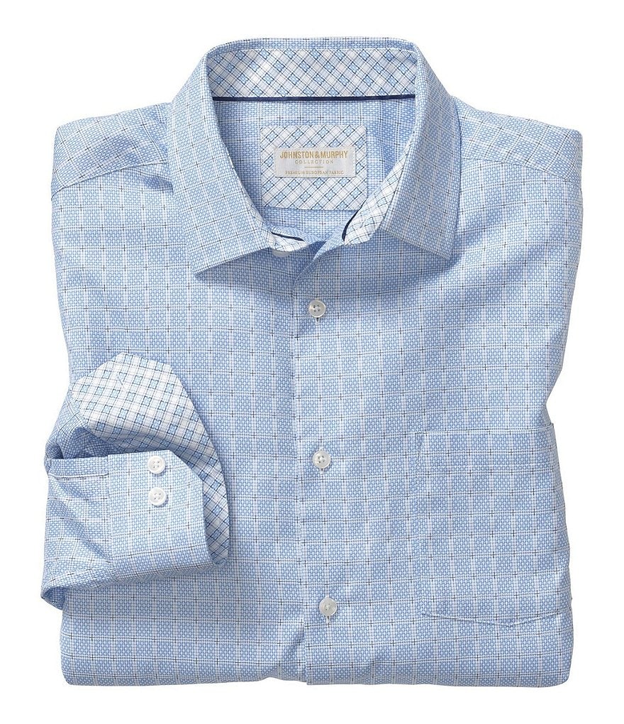 Johnston & Murphy Collection Textured Windowpane Long-Sleeve Woven Shirt