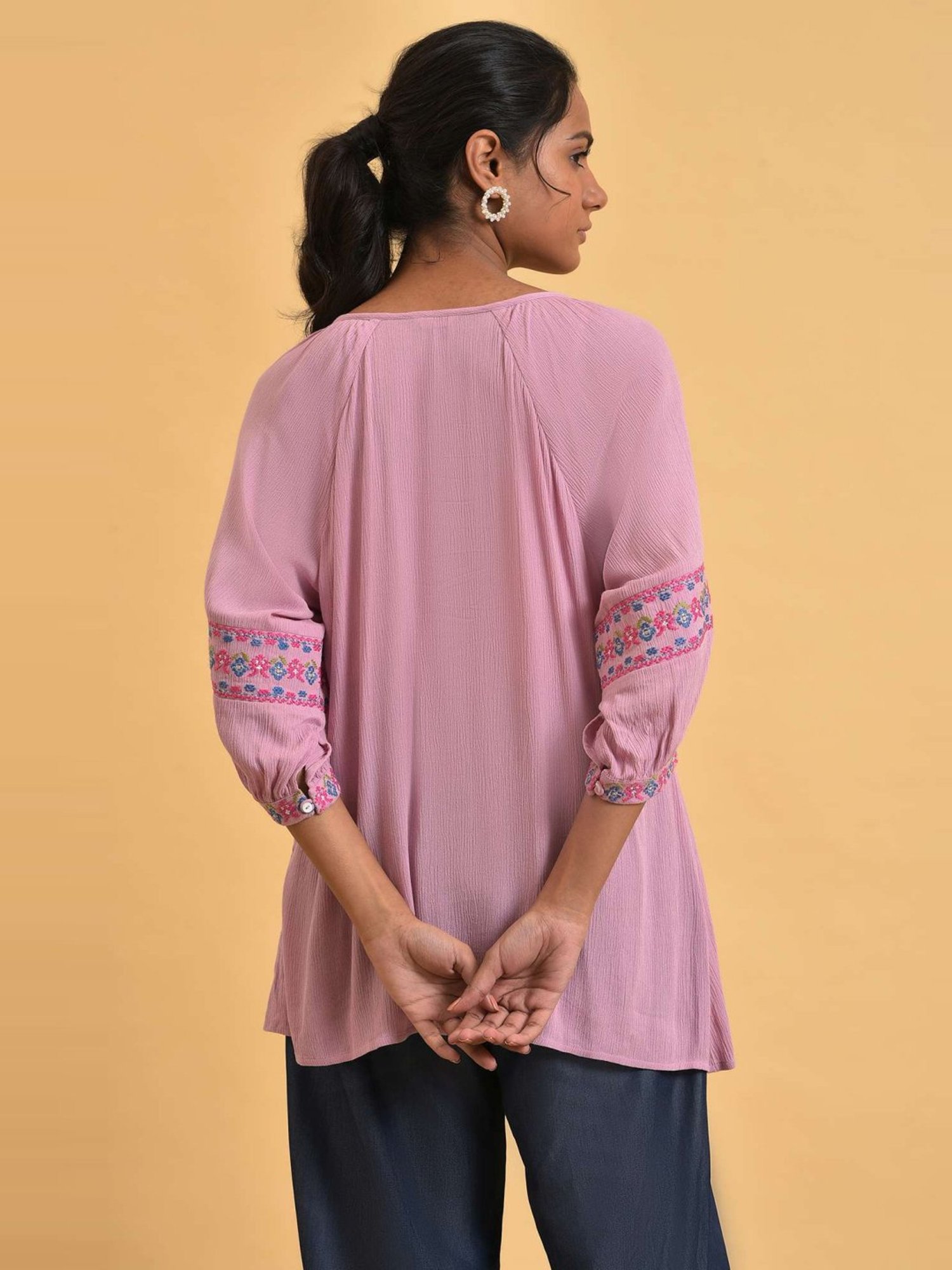 W Blush Pink Embroidered Top