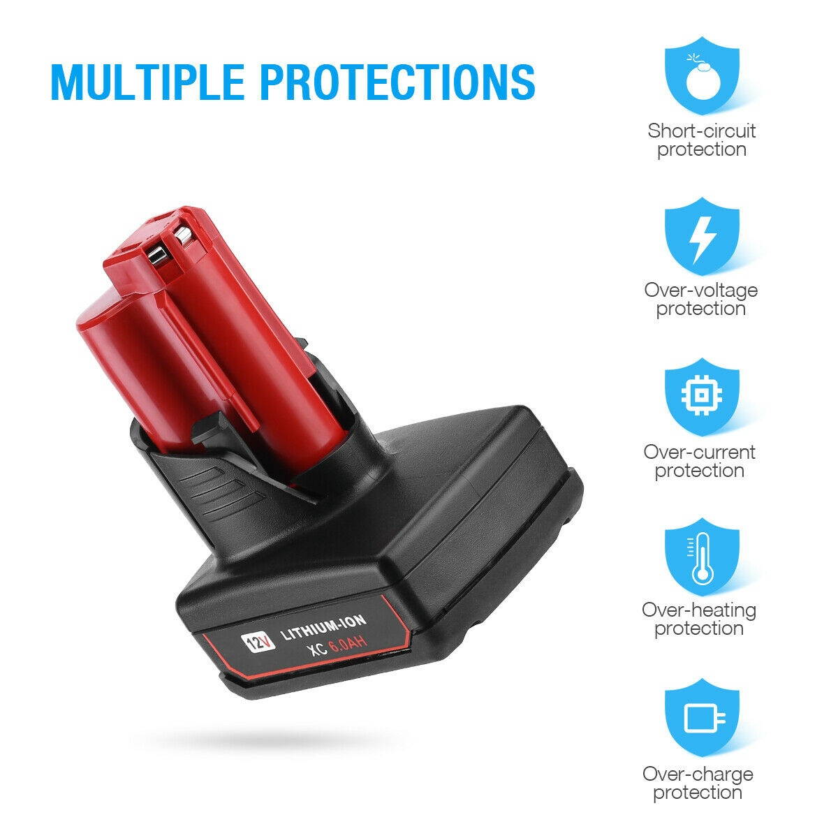 2 PACK XC 6.0Ah 12V Li-ion Battery Replacement For Milwaukee M12 48-11-2420 US