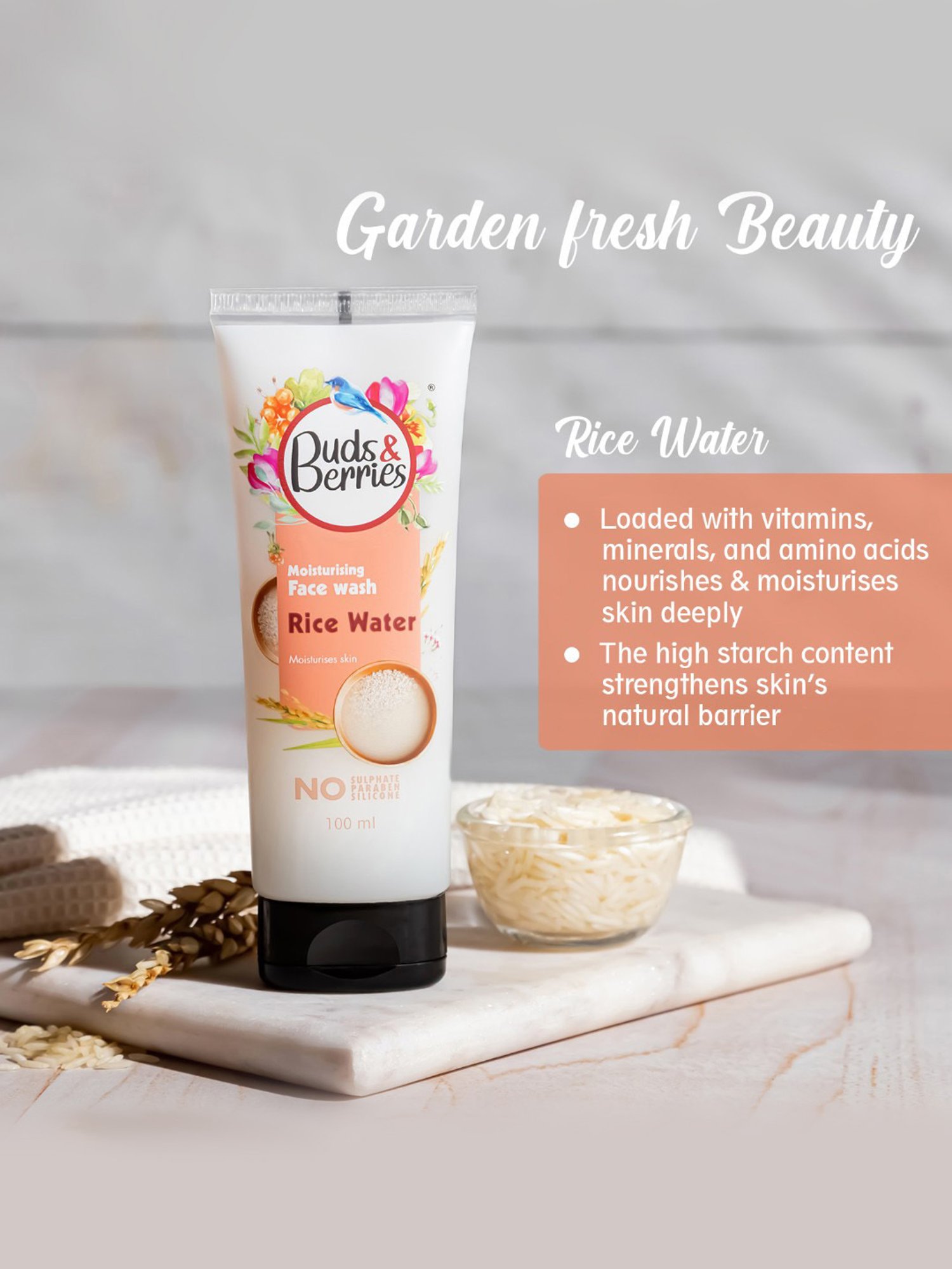 Buds & Berries Rice Water Moisturising Face Wash - 100 ml