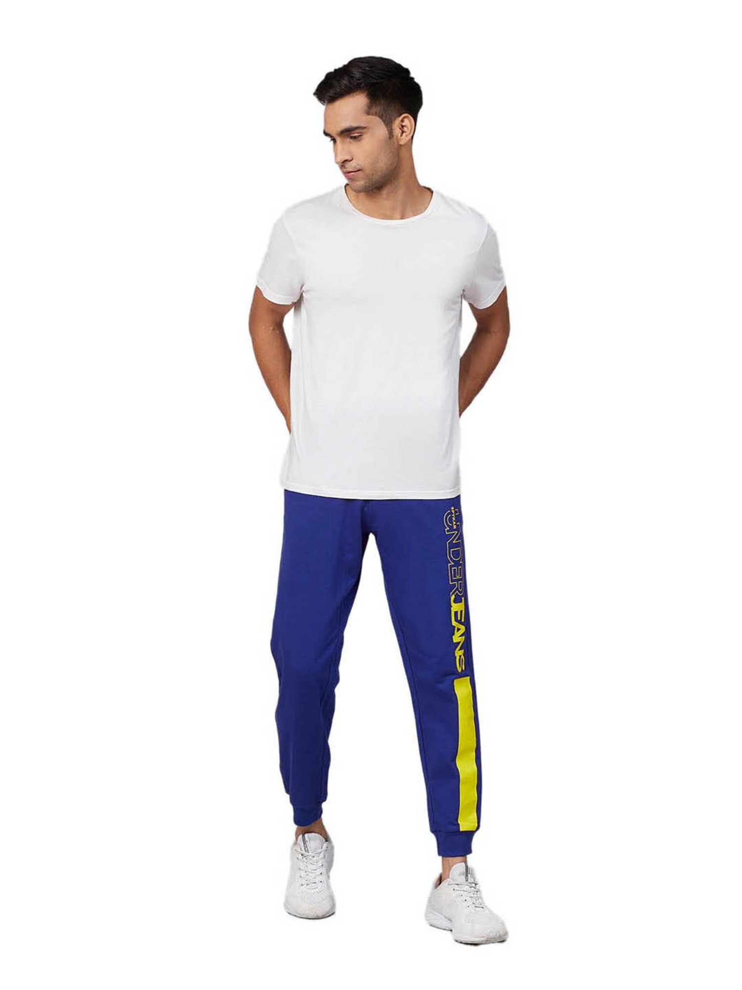 UnderJeans by Spykar Blue Printed Joggers