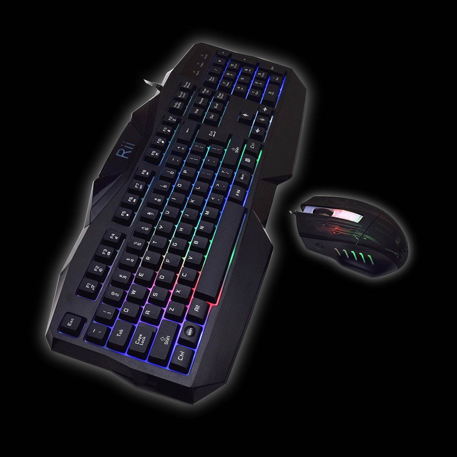 Rii RK400 7 Colors LED Backlit Gaming Keyboard & Mouse Combo Bundle For Computer