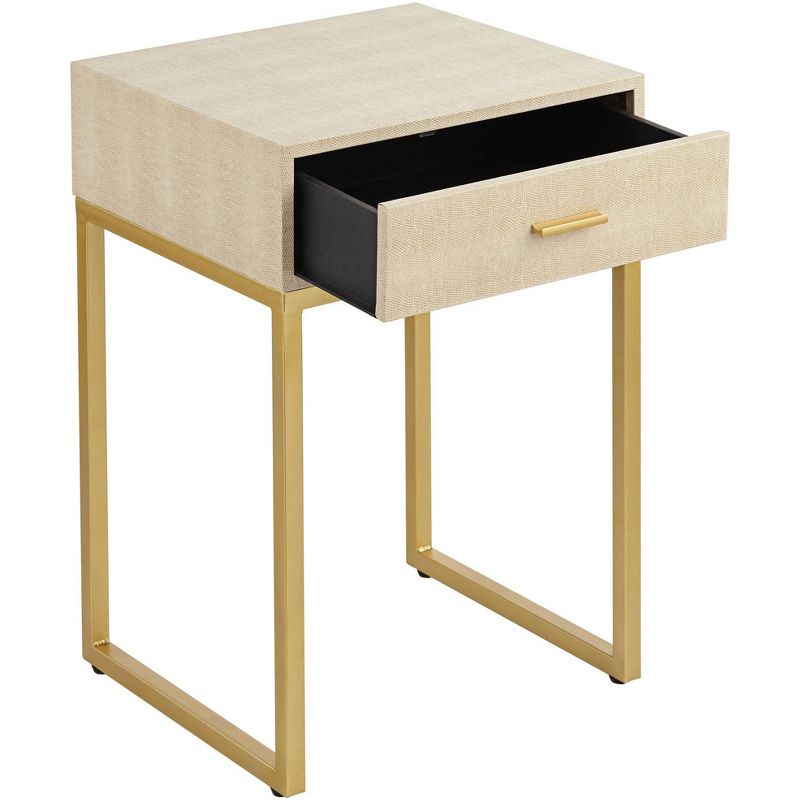 55 Downing Street Les Revoires 16" Wide Cream and Gold 1-Drawer Accent Table