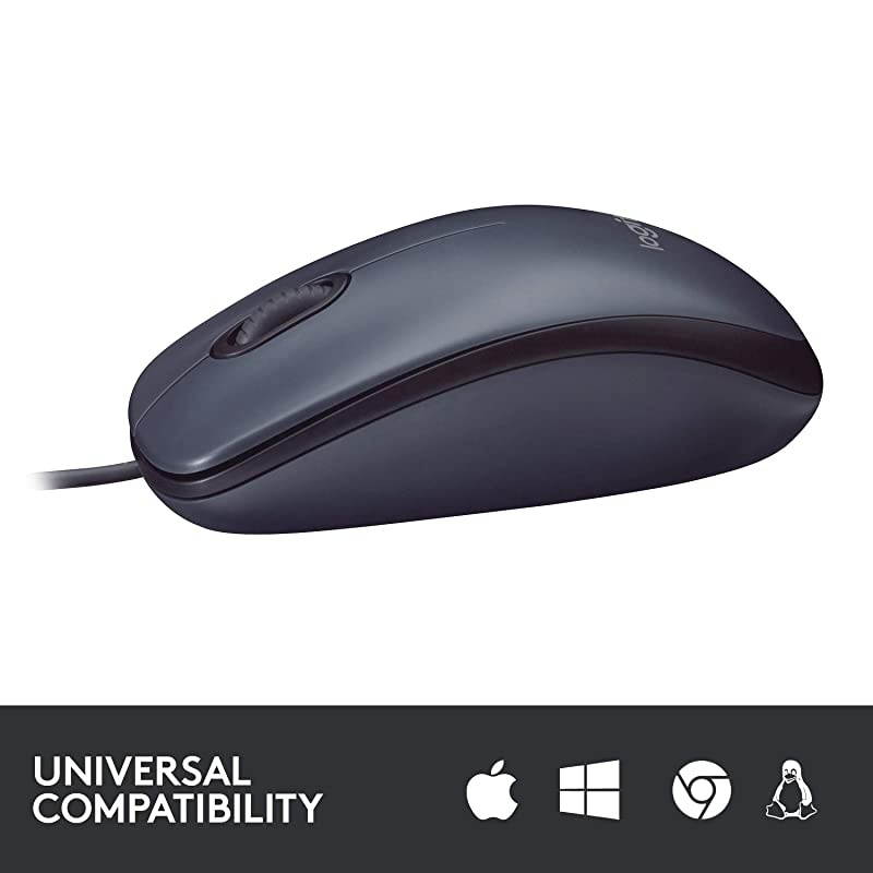 B100 Corded Mouse &ndash; Wired USB Mouse for Computers and laptops, for Right or Left Hand Use, Black