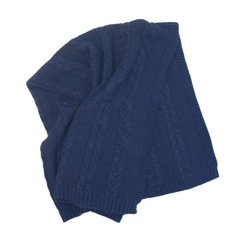 Kimberly Grant Cable Knit Blanket - Navy