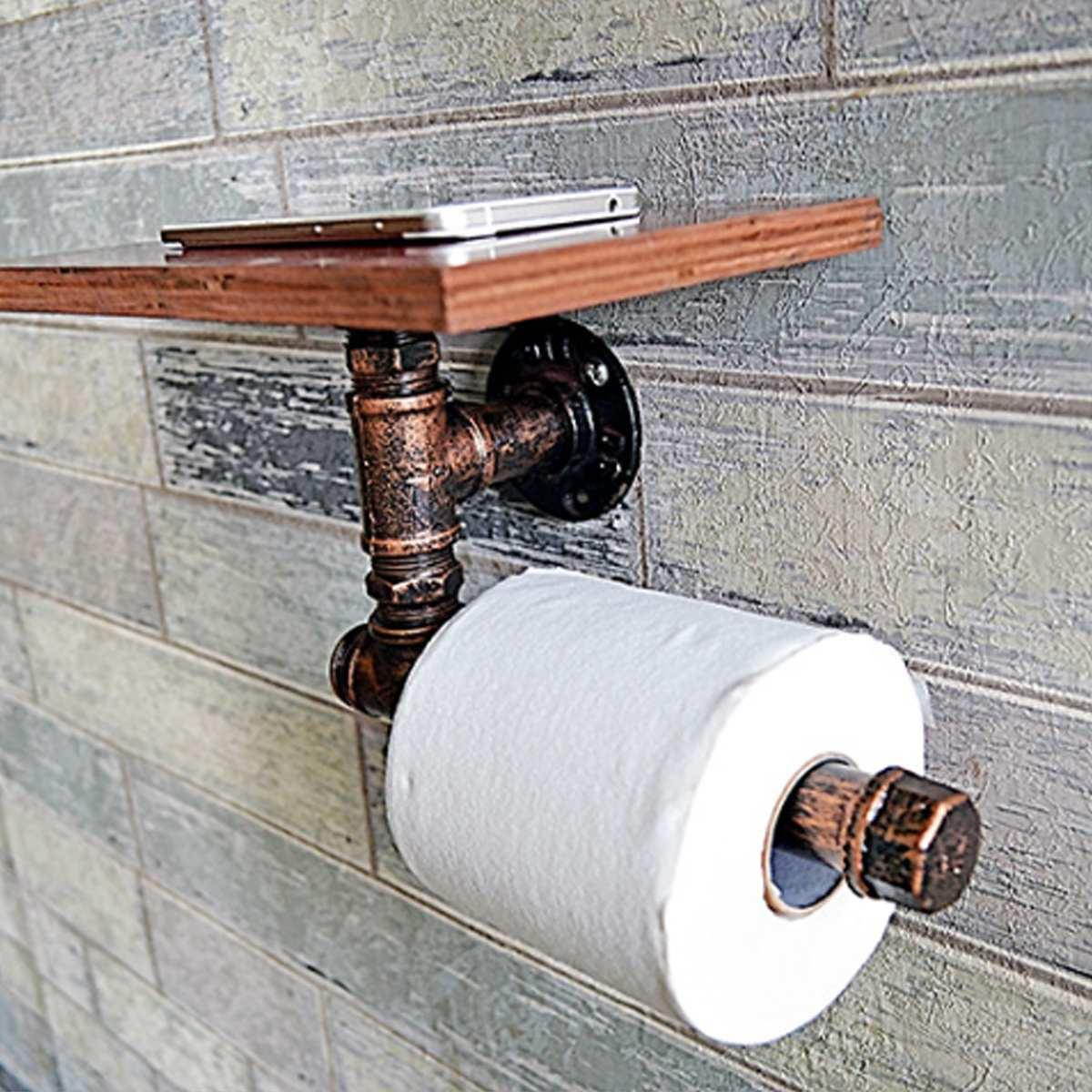 Bathroom Toilet Paper Holder with Shelf Phone Plate Paper Towel Rack Wall Mounted Roll Paper Rack Bathroom Accessories