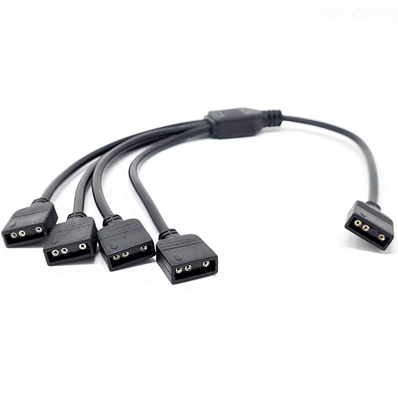 3-Pin Addressable RGB (ARGB) 1 to 4 Splitter Cable - 30cm with Male Pins