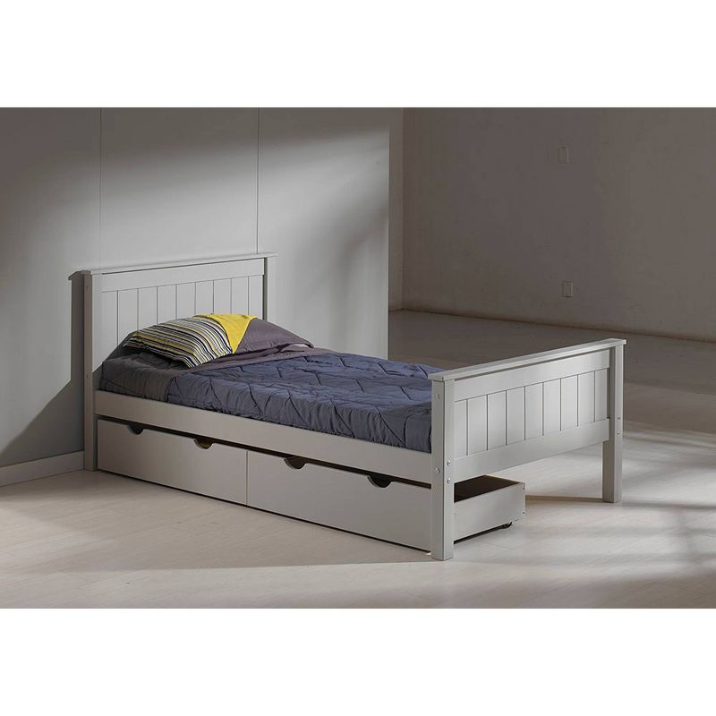 Twin Harmony Wood Bed with Storage Drawers Dove Gray - Alaterre Furniture
