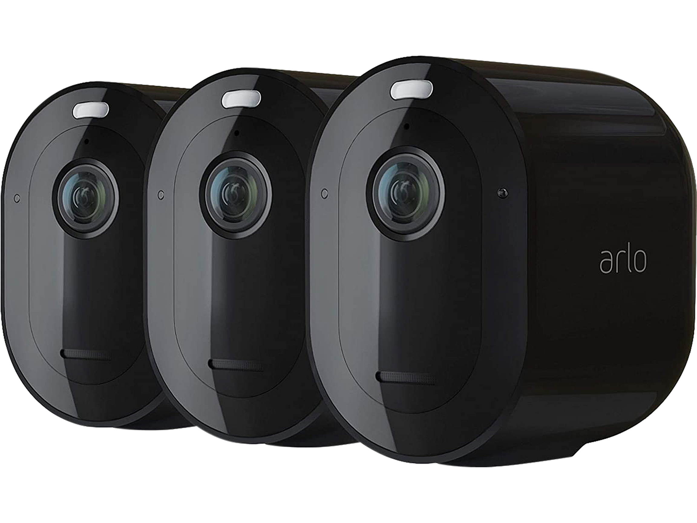 Arlo Pro 4 Wire-Free Spotlight Camera - 3 Cameras Pack - 2K Video with HDR | Indoor/Outdoor Security Cameras with Color Night Vision, Spotlight, 160&deg; View, 2-Way Audio, Siren - Black