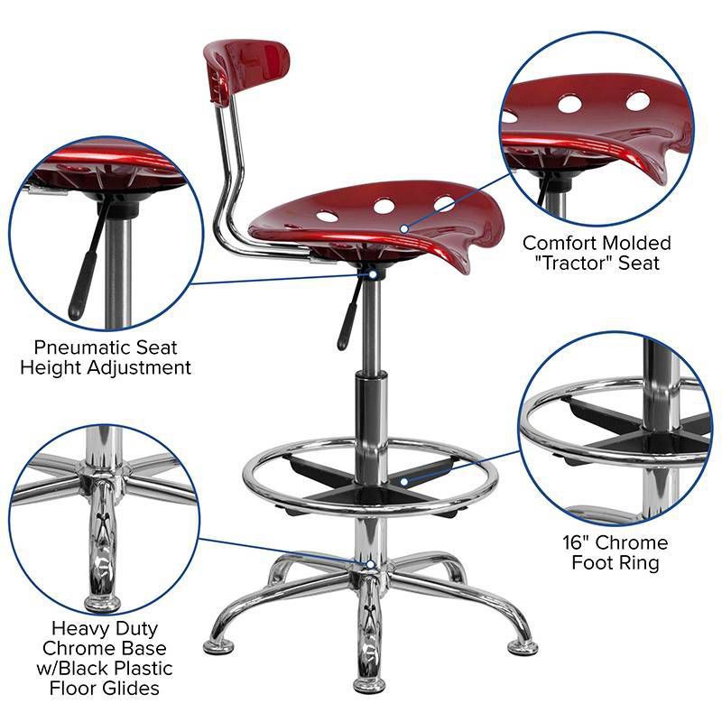 Tractor Seat Drafting Stool Red - Belnick