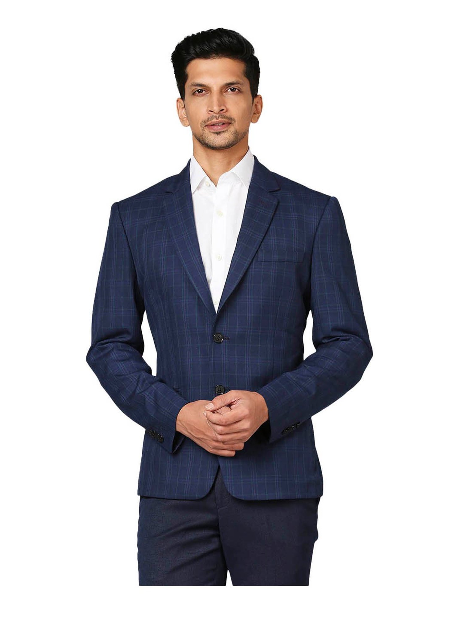 Raymond Dark Blue Checks Blazer