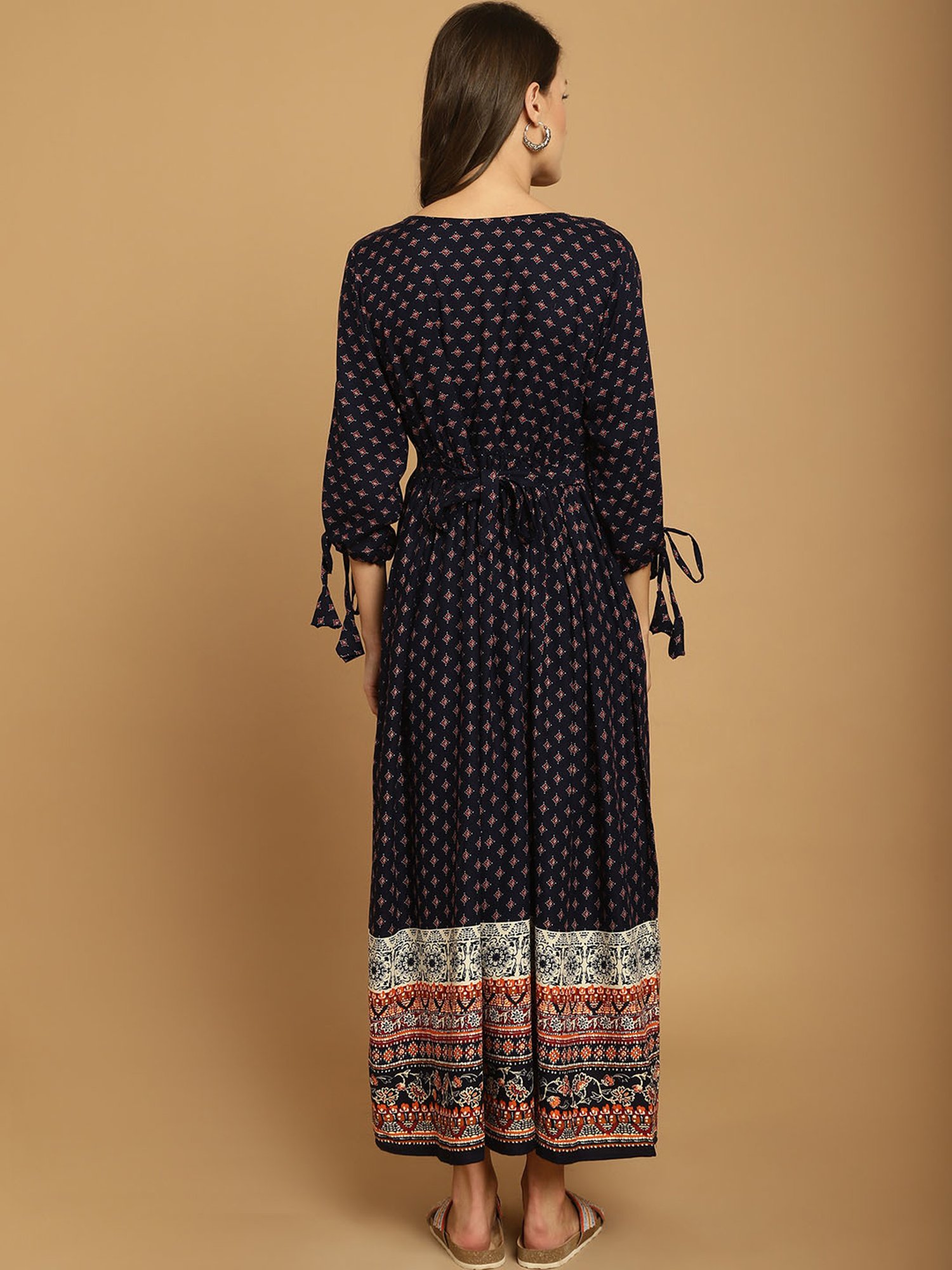 Secret Wish Navy Printed Maternity Night Dress
