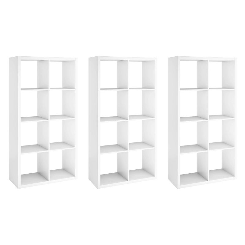 ClosetMaid 4583 Bookcase Open Back 8-Cube Storage Organizer, White (3 Pack)