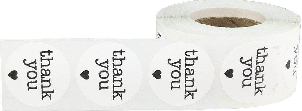 White Thank You Stickers With Black Hearts Appreciation Labels 1 Inch 500 Adhesive Stickers