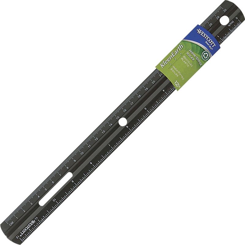 Acme Plastic Ruler Recycled 12"L Inch/Metric Black 41015