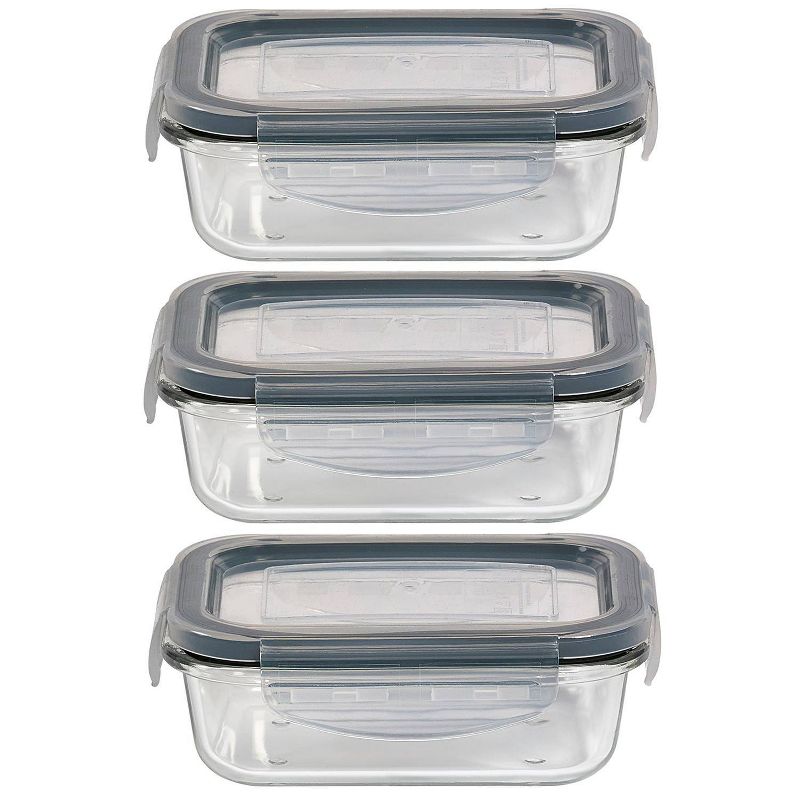Mason Craft & More 24oz Set of 3 Rectangular Food Storage Containers with Lids