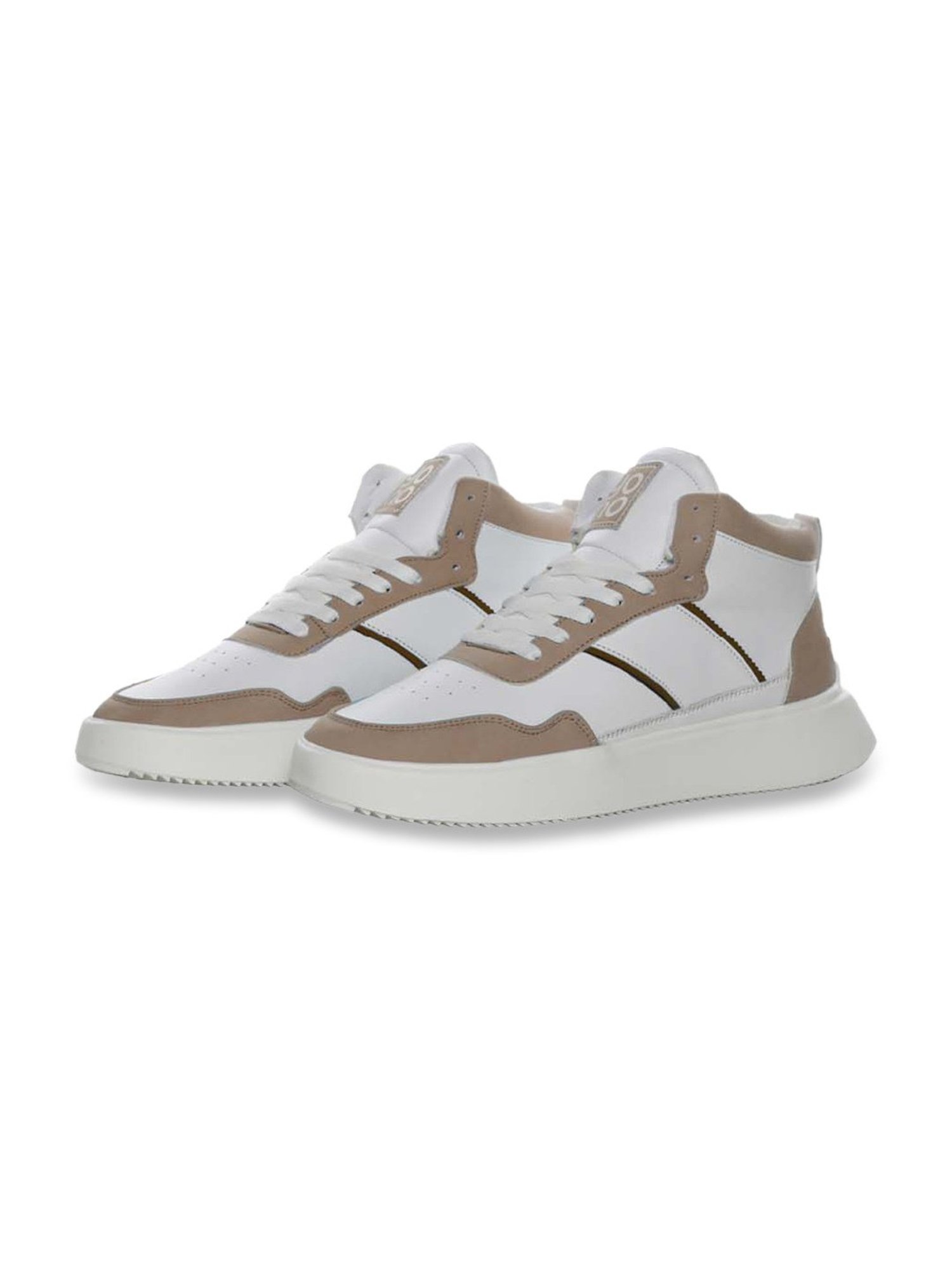 Yoho Men's White & Camel Ankle High Sneakers