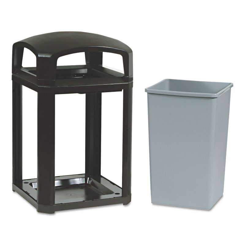 Safco At-Your-Disposal Recycling Center Polyethylene Three 28gal Bins Black 9798BL