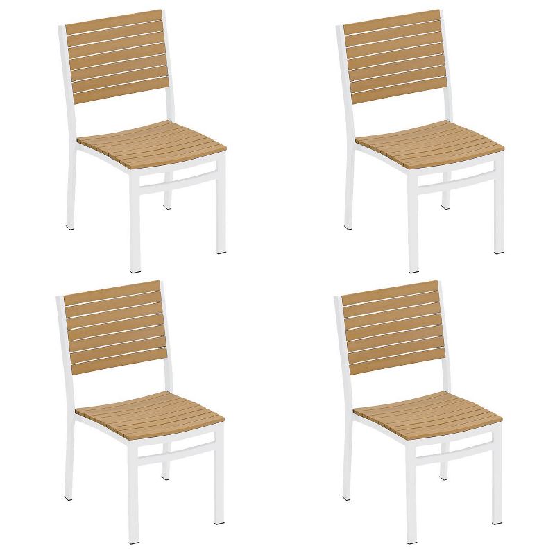 Travira 4pk Outdoor Side Chairs with Natural Tekwood & Chalk Frame - Oxford Garden