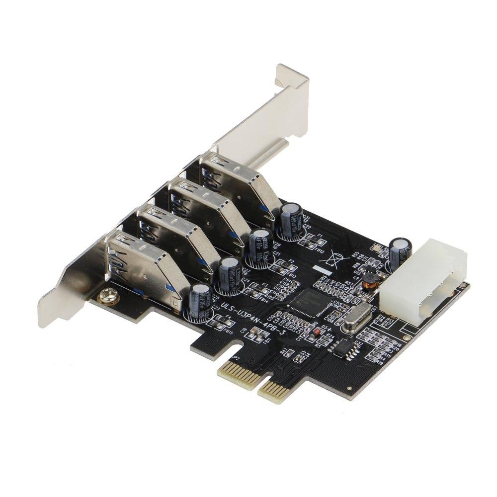 SEDNA - PCI Express 4 Port (4E) USB 3.0 Adapter - with Low Profile Bracket - (NEC/Renesas uPD720201 chipset)