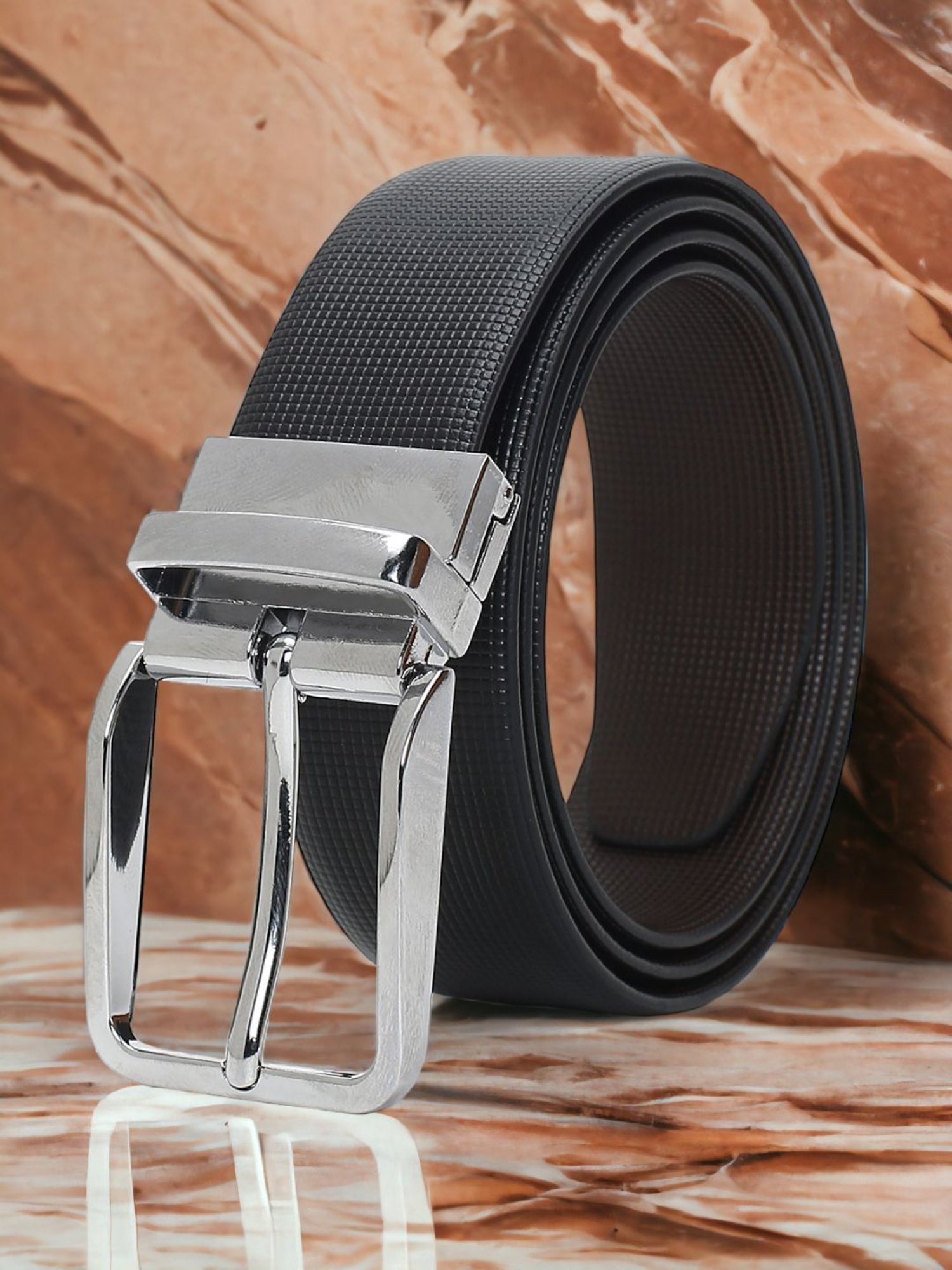 Crusset Black Leather Formal Belt for Men