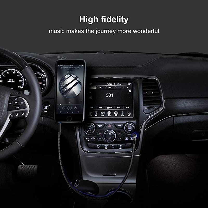 Audio Cable 3FT 35mm Right Angle Male to Male Auxiliary Jack HiFi Cable with SilverPlating Copper Core Compatible with Car iPhones PS4 Headset Sony BeatsEcho Dot amp More