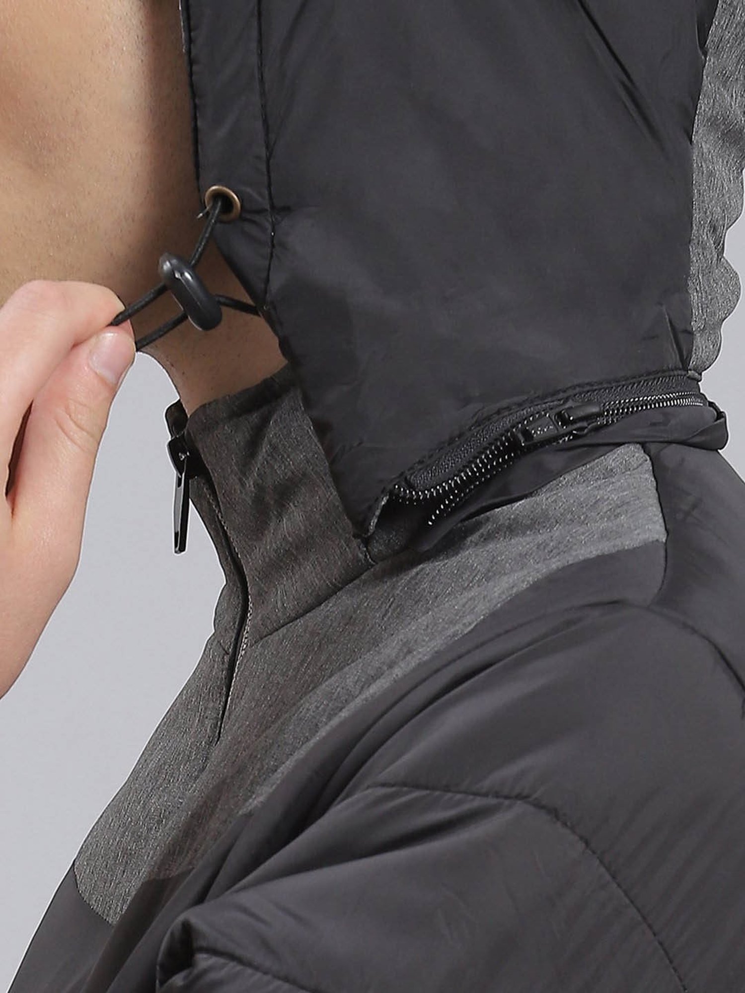 Monte Carlo Grey Regular Fit Colour Block Quilted Jacket