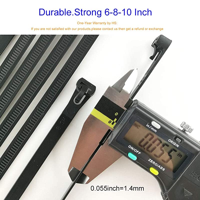 Reusable Zip Ties Assorted 6 8 10 Inch 200 Pack Releasable Nylon Cable Zip Ties 50 Lbs Tensile StrengthThick Reusable Wire Ties Outdoor Indoor Purpose