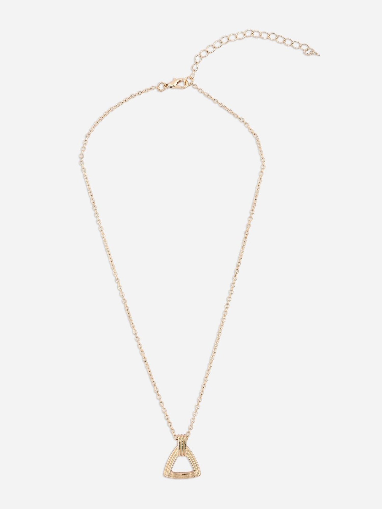 ToniQ Fusionwear Gold-Plated Geometric Triangle Shape Pendant Charm Necklace for Women