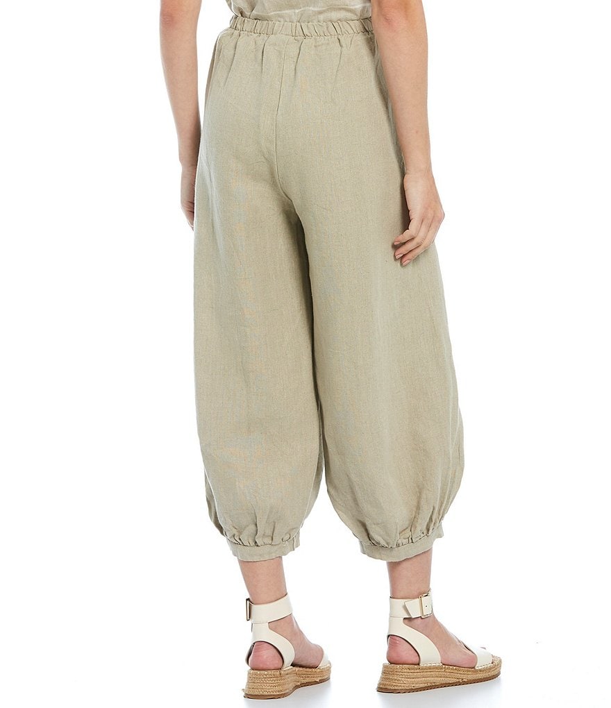 Bryn Walker Campa Natural Linen Balloon Leg Pull-On Pants