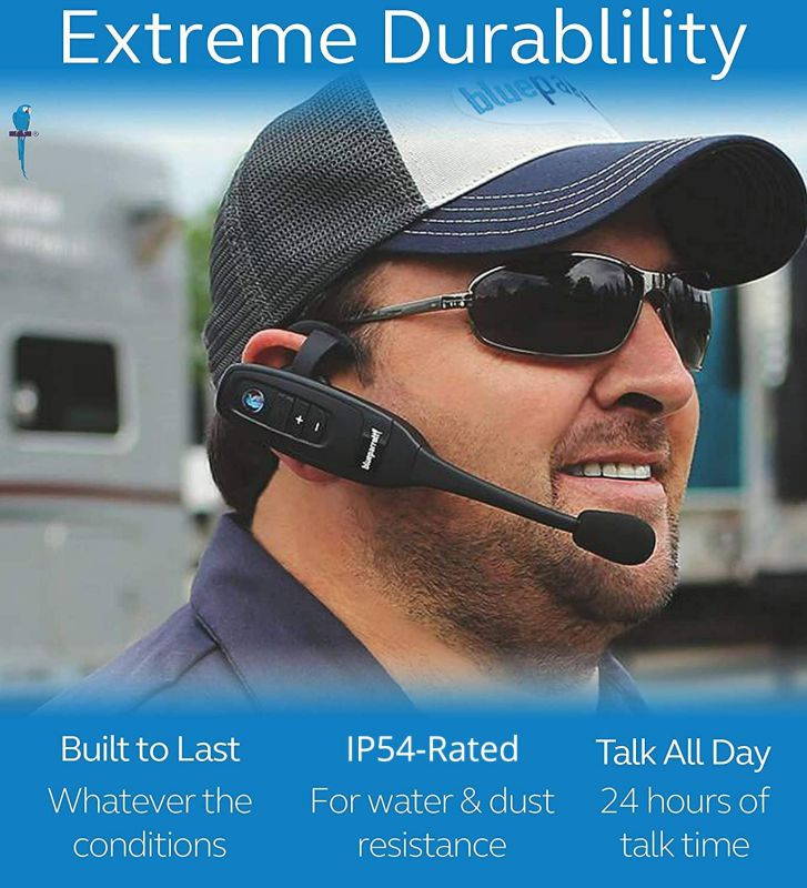 BlueParrott C400-XT Voice-Controlled Bluetooth Headset with 96% Noise Canceling Microphone for iOS and Android Bundle with Blucoil 5000mAh Portable Power Bank, and 3-FT USB 2.0 Type-A Extension Cable