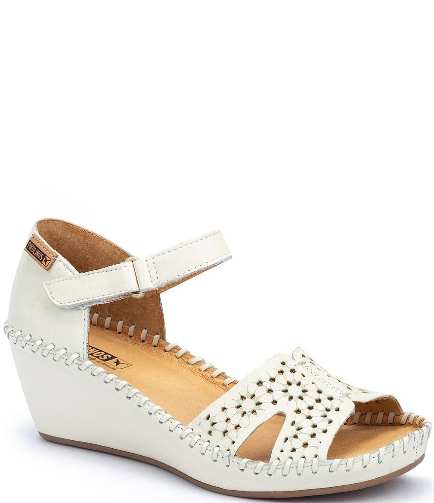 Pikolinos Margarita 943 Leather Cut-Out Ankle Strap Wedge Sandals