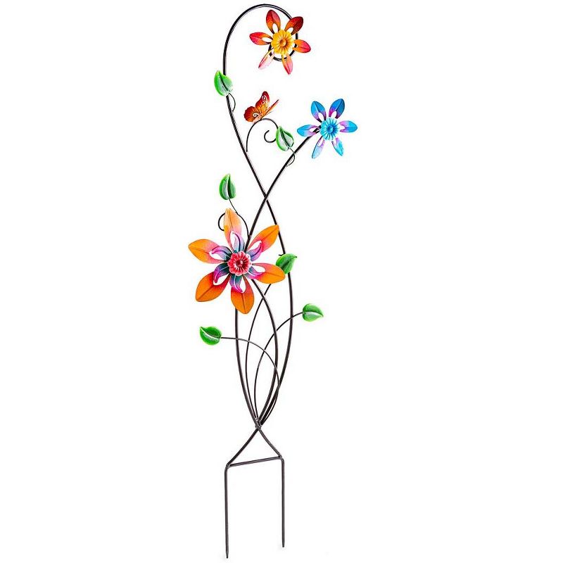 Wind & Weather Colorful Spinning Flowers Garden Stake and Wind Spinner