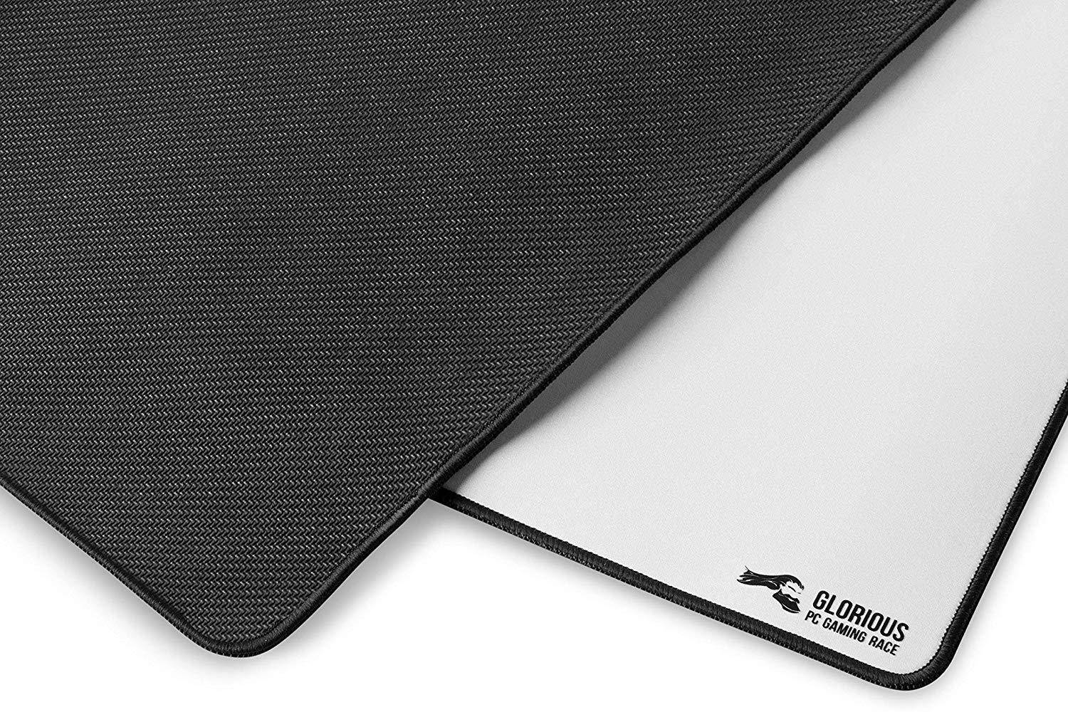 Glorious Extended White Gaming Mouse Pad/Mat - Long Cloth Mousepad, Stitched Edges | 36x11 (GW-E)