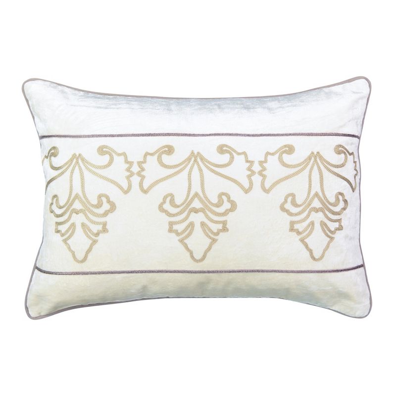 Beautyrest 14"x20" Sandrine Embroidered Throw Pillow Gold/Ivory